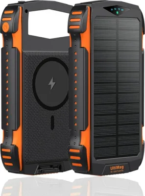 Two solar power banks are shown side-by-side against a white background.