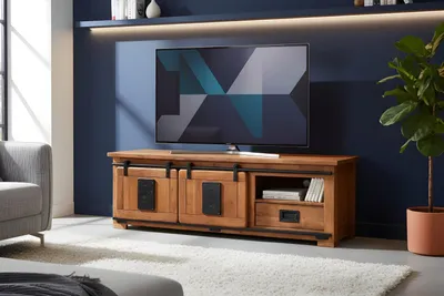 Produktbild von Lowboard TV-Board Akazie massiv nussbaumfarben 160 x 45 x 50 cm LIBRO