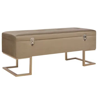 Produktbild von Bank mit Staufach aus Samt 105 x 44 x 40 cm Beige