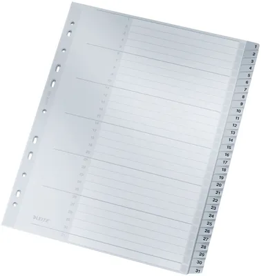 Produktbild von Leitz Register 12810000 1-31 DIN A4 31teilig PP grau