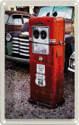 Produktbild von vianmo Blechschild 18x12 cm USA Amerika Urlaub Route 66 Tankstelle 90er Bildmotiv Reisemotiv Abenteuer Reisen
