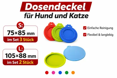 Produktbild von Dosendeckel Katzenfutter Hundefutter 3x 75x85mm Dosen Deckel Set Kunststoff Silikon SET