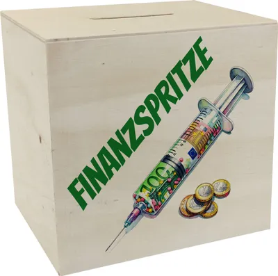 Produktbild von Finanzspritze Geldgeschenk Spardose aus Holz