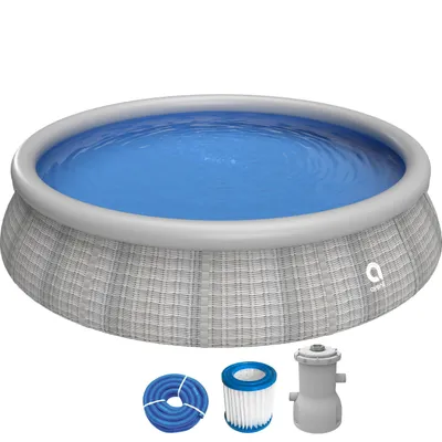 Produktbild von Avenli® Prompt Set™ Ø 396x84cm Pool Set, mit Filterpumpe, graue Rattanoptik