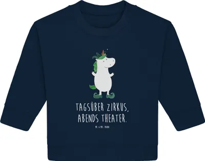 Produktbild von Mr. & Mrs. Panda Organic Baby Pullover Einhorn Joker 24. - 36. Monat - French Navy - Geschenk, Mittelalter, Unicorn, Einhörner, Bullover, Kasper, Hofnarr