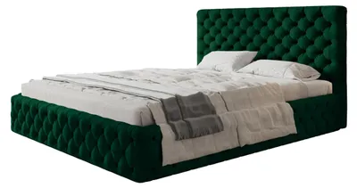 Produktbild von AlpiMeble Bett 120x200 - Polsterbett mit Bettkasten und Metallrahmen - Elegant Betten - Glatter Kronos-Stoff - Kollektion Miami, Grün