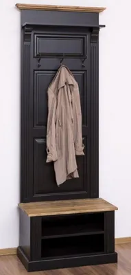 Produktbild von Casa Padrino Landhausstil Massivholz Garderobenschrank Schwarz / Braun 79 x 41 x H. 210 cm - Wand Garderobe - Flur Schrank - Flurmöbel - Garderobenmöbel - Landhausstil Möbel