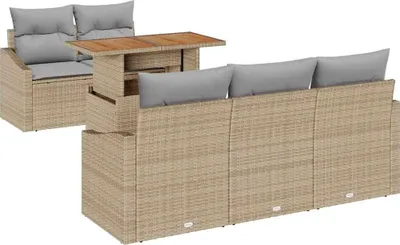 Image de Ensemble de canapés de jardin vidaXL, 6 pièces, beige et gris