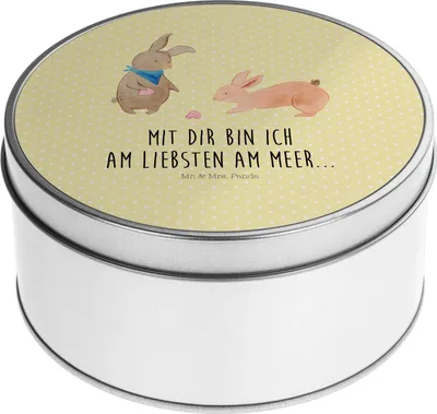 Produktbild von Mr. & Mrs. Panda Erinnerungsbox Hasen Muschel - Gelb Pastell - Geschenk, Muscheln, Bruder, BFF, Vorratsbehälter, Vorratsdosen, keksdosen, zuckerdose, Dose, Keksdose, Meer