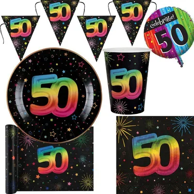Produktbild von 50. Geburtstag Partyset bunt Geburtstagsdeko Geburtstag Dekoration Jubiläum Frau Mann