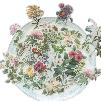 300 Scrapbooking-Sticker, Blumen, Pflanzen, Vintage, selbstklebend