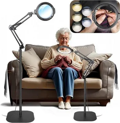 Immagine prodotto di Lampada con lente d'ingrandimento e supporto - Lampada con illuminazione a LED