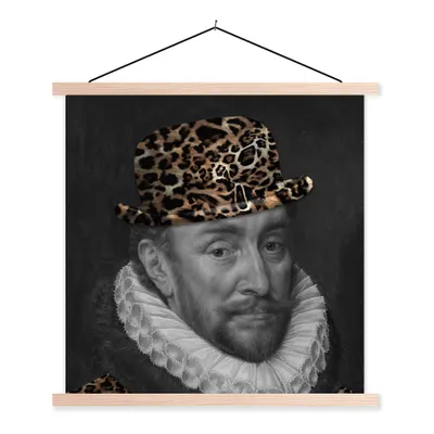 Produktbild von MuchoWow® Textilposter Kunst - Wilhelm von Oranien - Pantherdruck 40x40 cm mit holzfarbenen Rahmen - Posterleiste