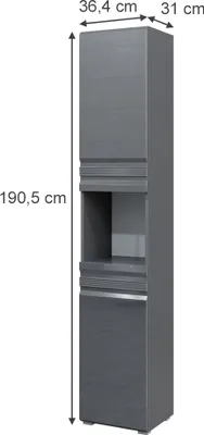 Obrázek produktu pro Koupelnová skříňka Vicco Fredd Antracitový vysoký lesk 36.4 x 190.5 cm, Model 29927
