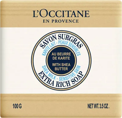Produktbild von L'Occitane Shea Milk Sensitive Skin Extra Rich Soap, Körper, Barseife, Reinigend, Nährend, Quadratisch, Sheabutter, Frankreich