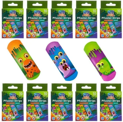 Produktbild von 100 Kunterbunte Kinderpflaster Kleine Monster + Notizblock