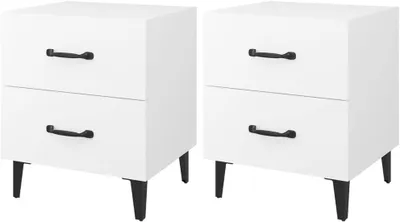 Immagine prodotto di Set di comodini - Mobiletti per la camera da letto - Contenitori per la camera da letto - Design industriale - 40 x 35 x 47,5 cm - Bianco