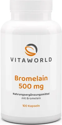 Produktbild von Vitaworld Bromelain 500 mg | 100 Kapseln | eiweißspaltendes Enzym aus der Ananas | magensaftresistent | vegan