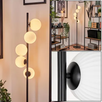 Produktbild von Garaguso Stehlampe aus Metall/Riffelglas in Schwarz/Weiß