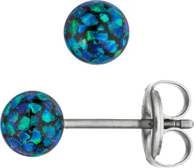 Produktbild von JOBO Ohrstecker Kugel Edelstahl mit Opalen Ohrringe Kugelohrstecker