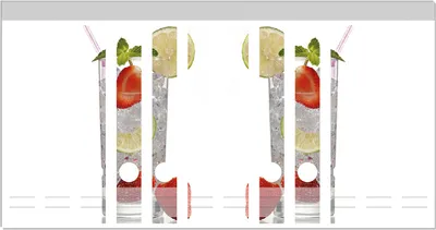 Produktbild von Wallario Ordnerrücken Sticker, selbstklebend für schmale Ordner, 12 Stück, Motiv Glas Wasser mit Erdbeeren