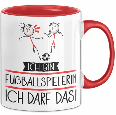 Produktbild von Geschenk für Fußballspielerin Tasse Lustige Geschenkidee Geburtstag Ich Bin Fußballspielerin Ich Darf Das (Rot)