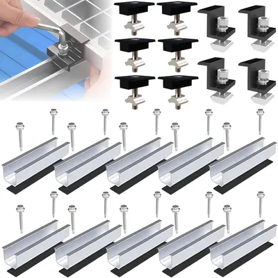 Solarpanel-Halterung Set für 4 Module, Flachdach, Alu, schwarz