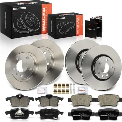 Produktbild von Frankberg 4x Bremsscheiben 8x Bremsbeläge Vorderachse Hinterachse für Opel Corsa D S07 Vauxhall Corsa MK III (D) L 8 1.6L
