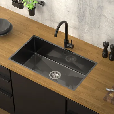 Obrázok produktu pre ML-Design kuchynský drez s odtokom a prepadom, antracitová farba, z nehrdzavejúcej ocele