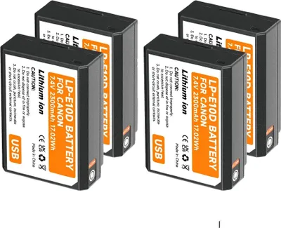 Obrázok produktu pre Batéria PALO LP-E10, kapacita 2300 mAh, kompatibilná s modelmi Canon EOS, 4 ks batérií