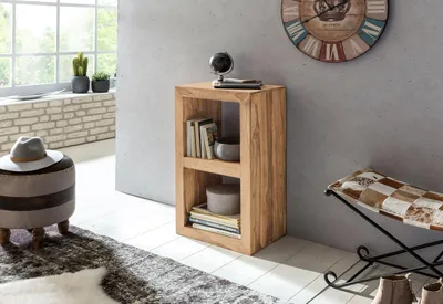 Image de Wohnling Étagère sur pied en acacia massif 88 cm avec 2 étagères en bois massif ; WL1.449