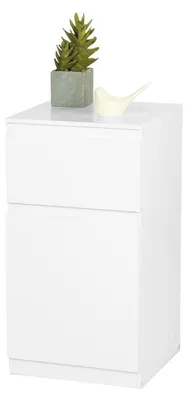 Immagine prodotto di Comodino bianco con 1 cassetto, 1 anta, 40 cm di larghezza. Ideale come comodino per soggiorno, camera da letto o ingresso