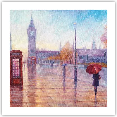 Produktbild von Poster - Poster ohne Rahmen - Groß Ben Regenschirm - 50x50 cm - Wand Bild - Wanddeko - Wandbilder - Kunstposter - Wandposter - Bilder - Kunstdruck - Wanddekoration - Wandbild - P2XAC50x50-4394