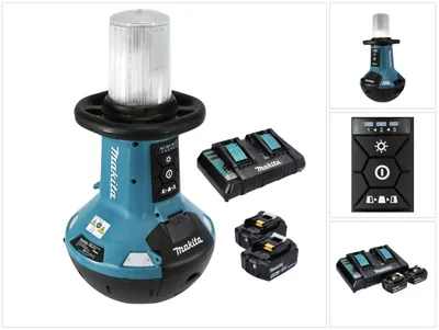 Productafbeelding van Makita DML 810 PF oplaadbare LED schijnwerper 18 / 36 V ( 2 x 18 V ) 5500 lm IP54 + 2x oplaadbare batterij 3.0 Ah + dubbele lader
