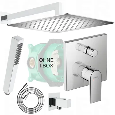 Produktbild von HANSGROHE VERNIS SHAPE Unterputz Armatur | inkl. BOFLER Duschset #60-O Regendusche 30cm, Brausearm, Brauseset mit Handbrause, Brauseschlauch, chrom