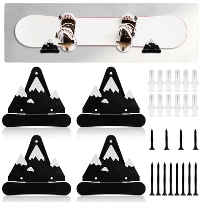 Zdjęcie produktu dla Omgoods - 4 sztuki stojaków na snowboardy - montaż na ścianie do przechowywania snowboardów