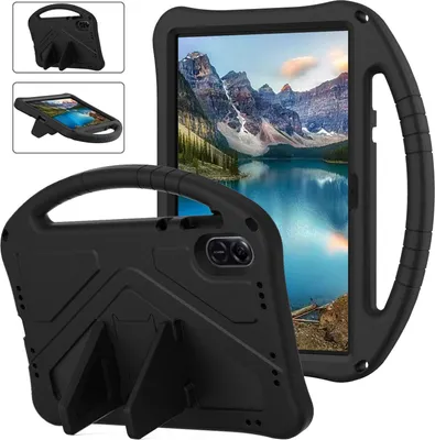 Produktbild von Dětské pouzdro pro Honor Pad X9/Pad X8 Pro 11.5", EVA lehké nárazuvzdorné pouzdro s skládacím stojánkem a rukojetí černé