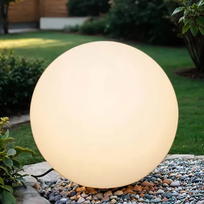 Produktbild von Gartenkugel mit Kabel Stecker Weiß IP65 inkl. E27 6500 K Ø 60 cm groß LED Leuchtkugel Terrasse Kugellampe Garten außen Lampe