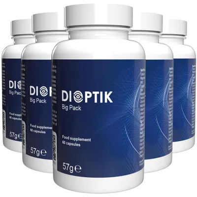 Produktbild von Dioptik - 300 Kapseln (5x60) hochdosiert - Original Rezept aus der Schweiz - Vegan & Pflanzlich mit Vitaminen & Mineralien - 5er Pack