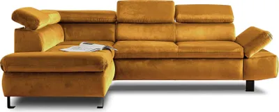 Produktbild von Lisa Design Nairobi, Ecksofa mit Schlaffunktion, aus Samt, 5-Sitzer, mit Kopfstützen, Links , Gelb