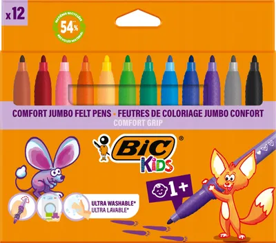 Zdjęcie produktu dla Bic 517250 Marker fibrowy BIC KIDS Comfort Jumbo, pudełko 12 sztuk
