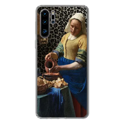 Produktbild von MuchoWow® Handyhülle Schutzhülle Hülle für Huawei P30 Pro Milchmädchen - Kunst - Pantherdruck - Vermeer - Gemälde - Alte Meister Silikon Softcase Handy Hülle - Schutzdeckel