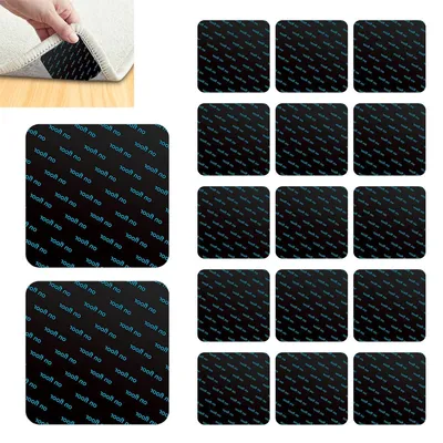 Produktbild von 16er Set Teppich-Antirutschpads, für Hartholz und Fliesen geeignet, wiederverwendbar und waschbar, halten Teppichecken flach und sicher