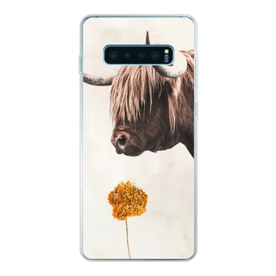 Produktbild von MuchoWow® Handyhülle Schutzhülle Hülle für Samsung Galaxy S10 Lite Schottischer Highlander - Vintage - Blume Silikon Softcase Handy Hülle - Schutz