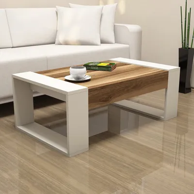Immagine prodotto di Skye Decor, Venüs - Walnut, Cream, tavolino, noce, PANNELLI RIVESTITI AL 100 % DI MELAMINA, 102 x 60 x 37,6 cm