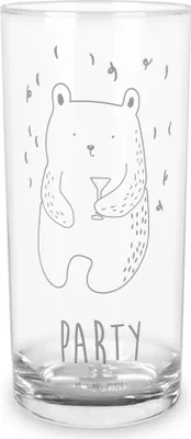 Produktbild von Mr. & Mrs. Panda Glas Bär Party 200 ml - Transparent - Geschenk, Wasserglas, Tumbler, Feiern, Teddy, Cocktailglas, Trinkglas, Geburtstag, Longdrinkglas, Gute Laune