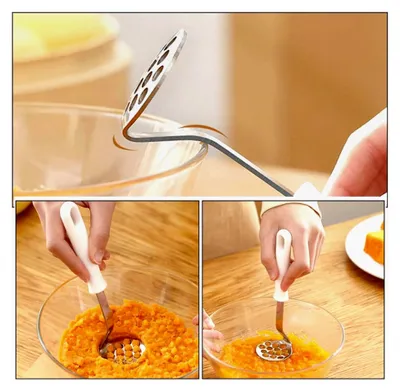 Produktbild von Manueller Kartoffelstampfer aus robustem Material mit komfortablem Griff für feines Kartoffelpüree und Babybrei