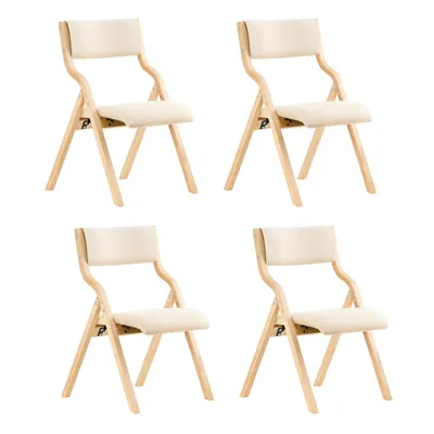 Zdjęcie produktu dla SoBuy Zestaw 4 składanych krzeseł Ergonomiczne tapicerowane krzesła do kuchni i jadalni Składane krzesło biurowe Idealne do kuchni Balkon Ogród Kemping FST40-Wx4