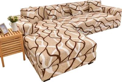 Produktbild von Stretch-Sofabezug für L-förmige Couch, universeller Couchbezug für 3+2-Sitzer-Sofagarnitur