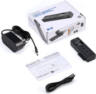 Zdjęcie produktu dla Ewent EW7065, Obudowa HDD/SSD, 2.5/3.5", M.2, 10 Gbit/s, Połączenie USB, Czarny